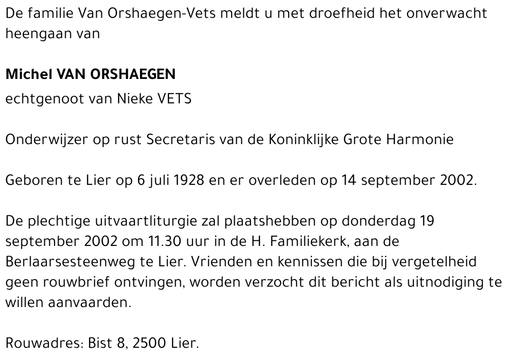 Michel VAN ORSHAEGEN