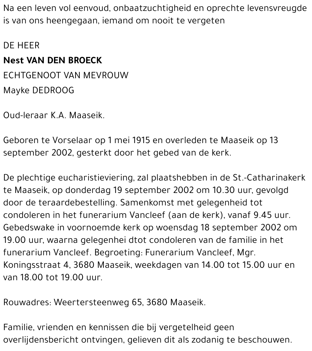 Nest Van den Broeck