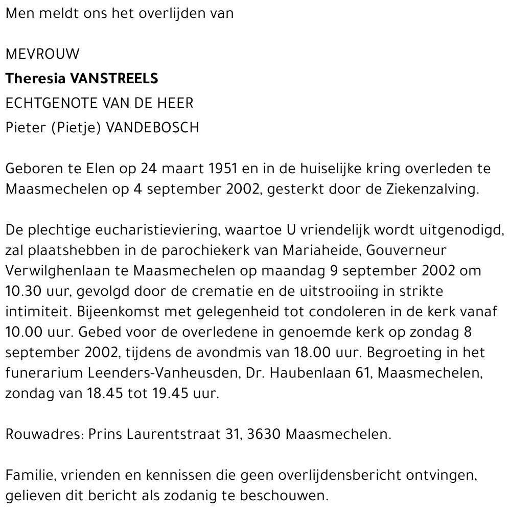 Theresia Vanstreels