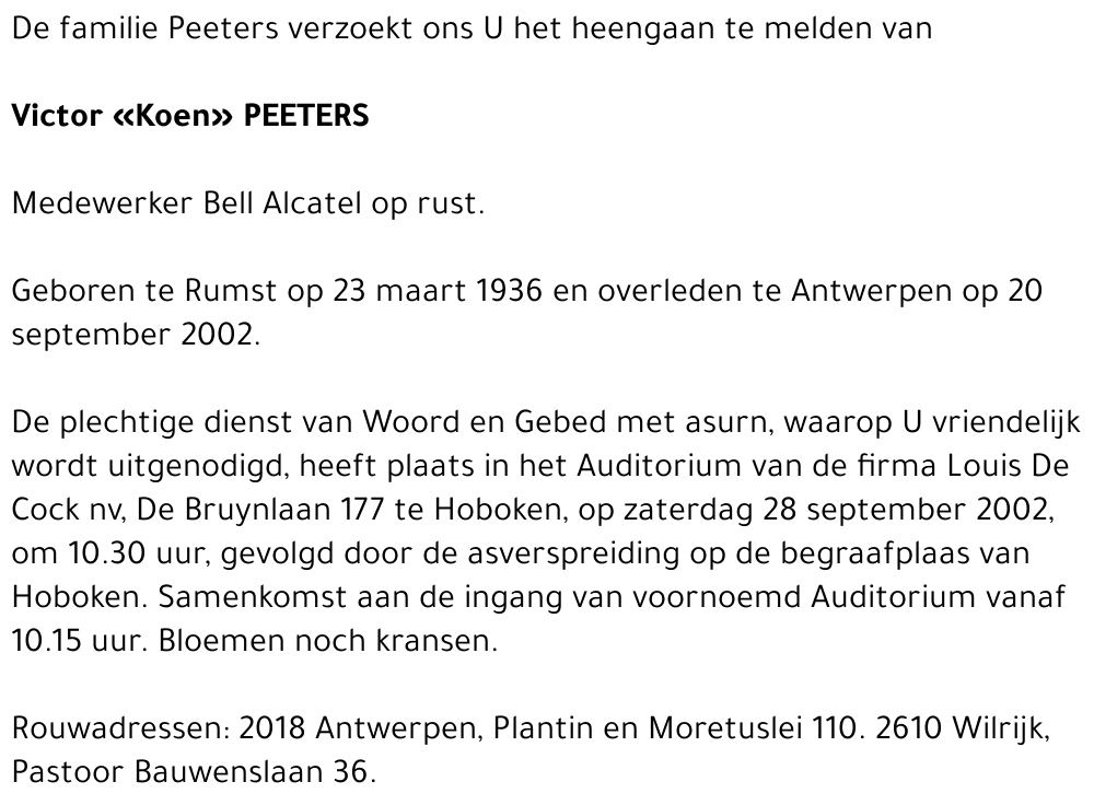 VICTOR PEETERS