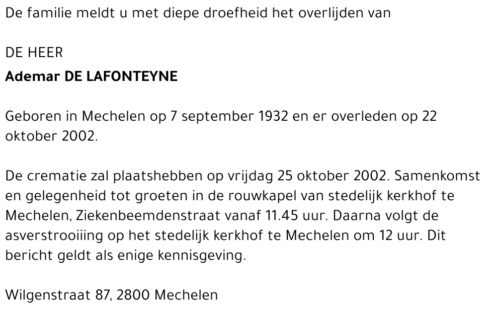 ADEMAR DE LAFONTEYNE