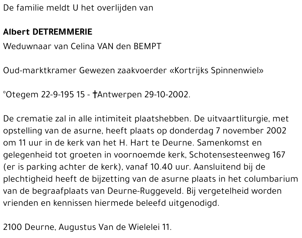 ALBERT DETREMMERIE