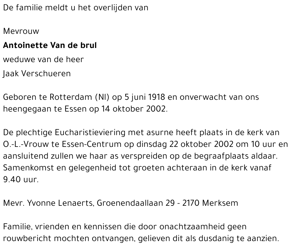 Antoinette Van de brul