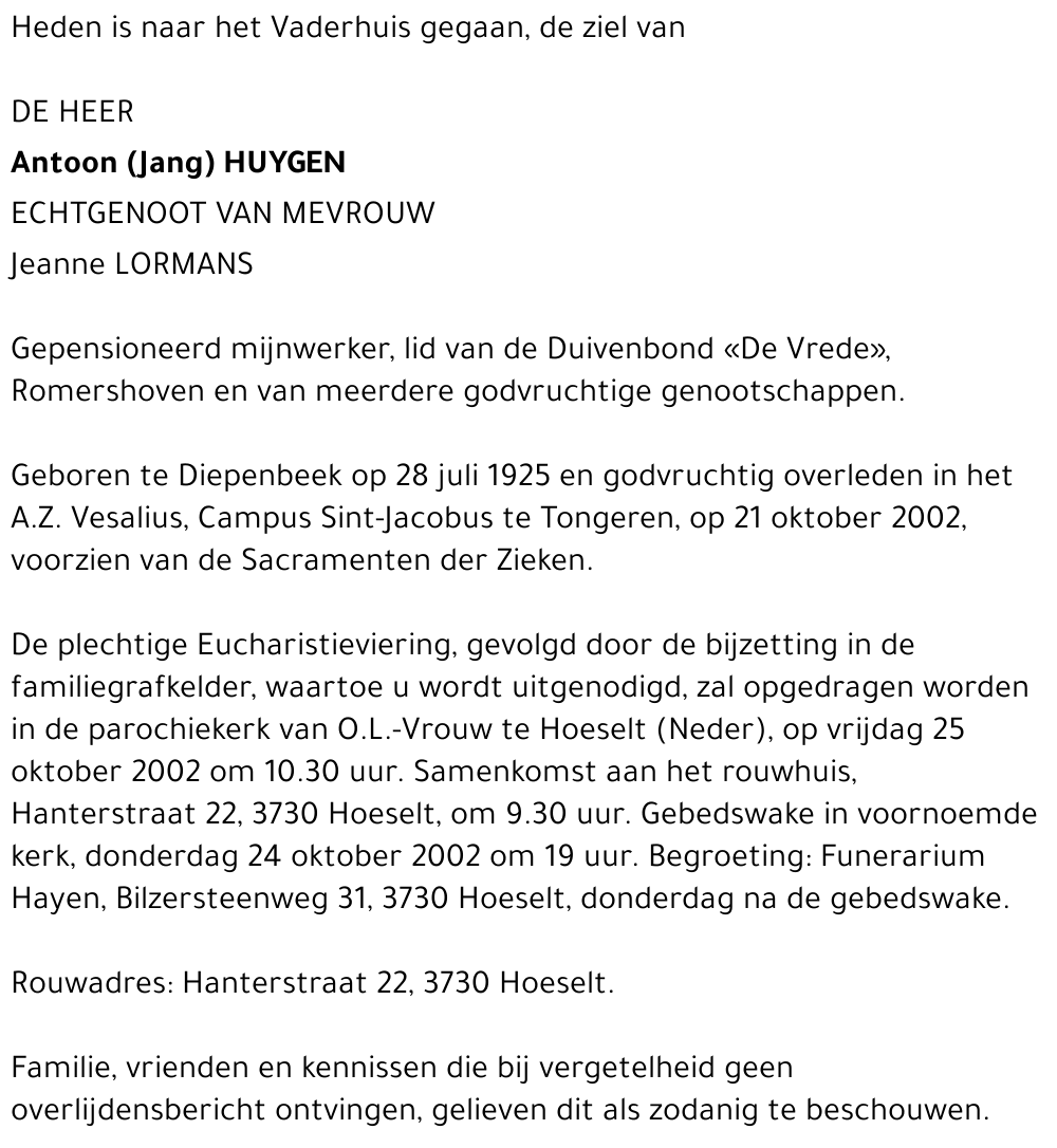 Antoon (Jang) Huygen