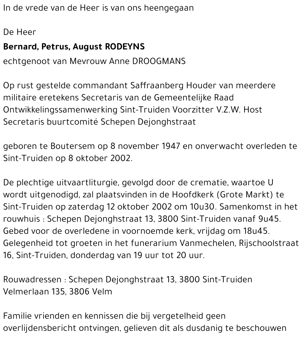 Bernard Petrus August Rodeyns
