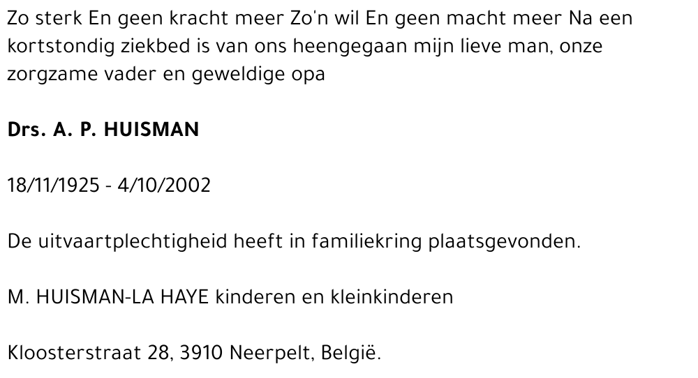 / Drs. A.P. Huisman