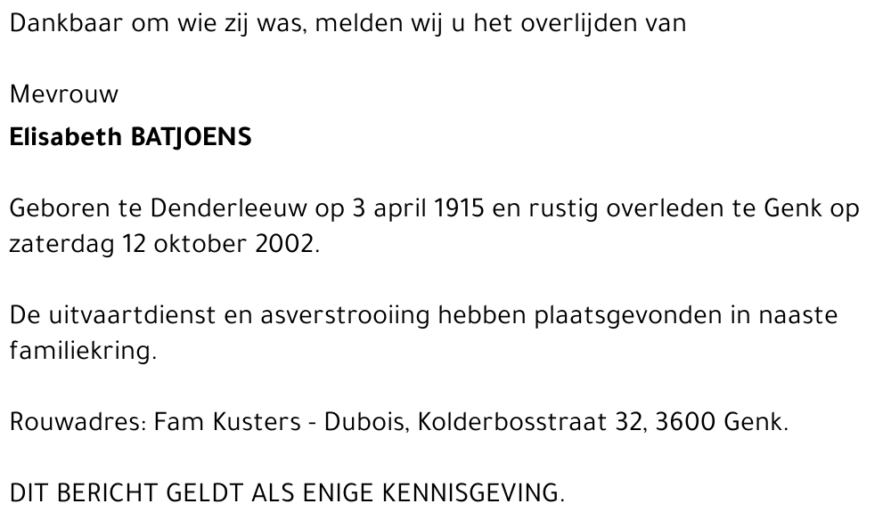Elisabeth BATJOENS