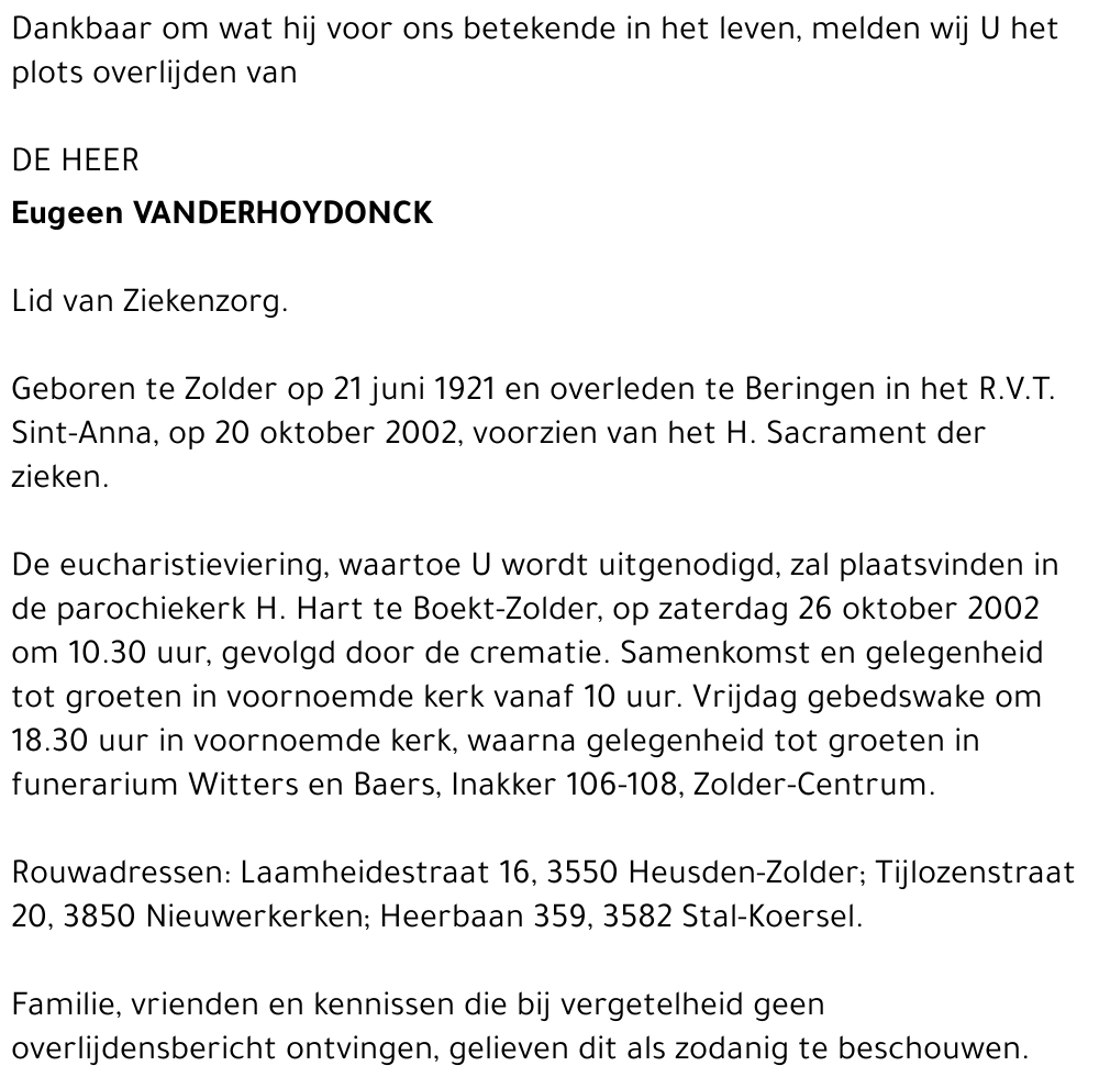 Eugeen Vanderhoydonck