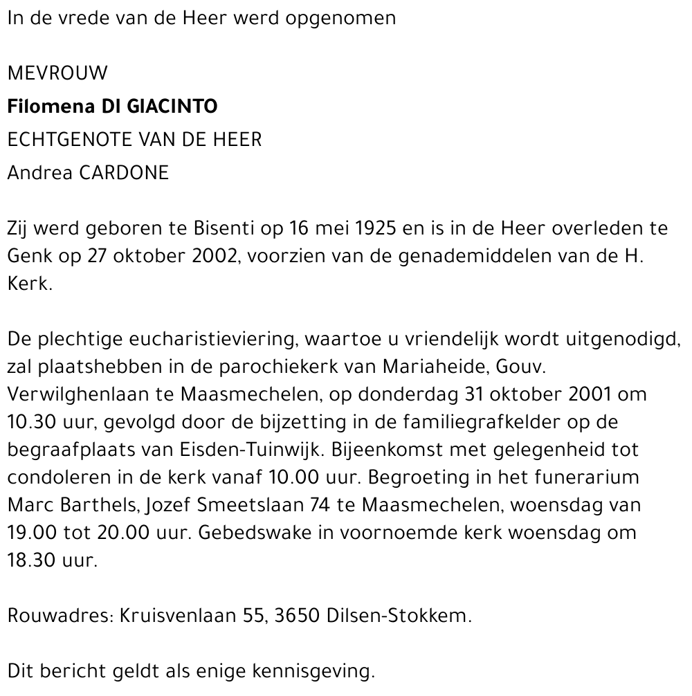 Filomena Di Giacinto