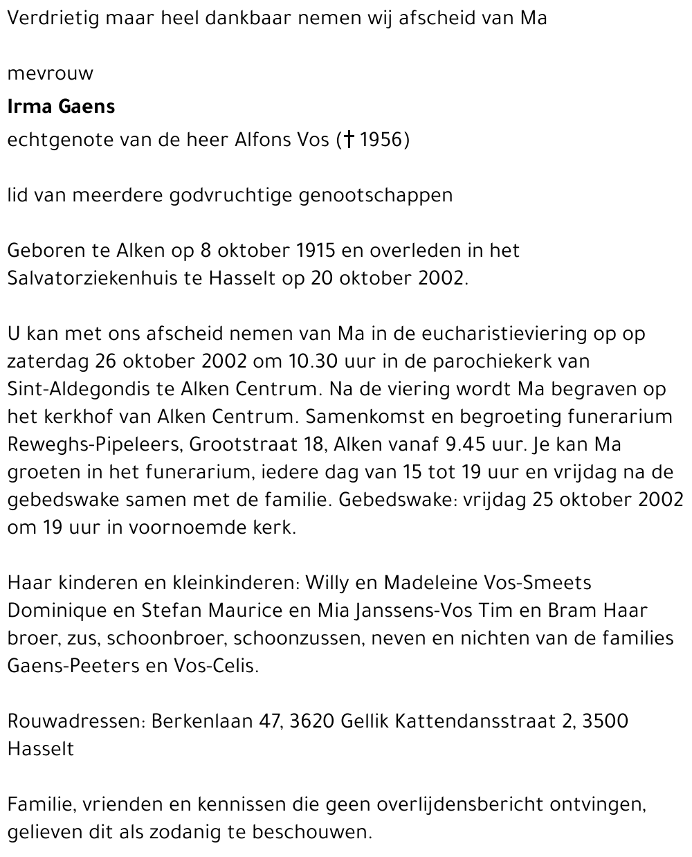 Irma GAENS