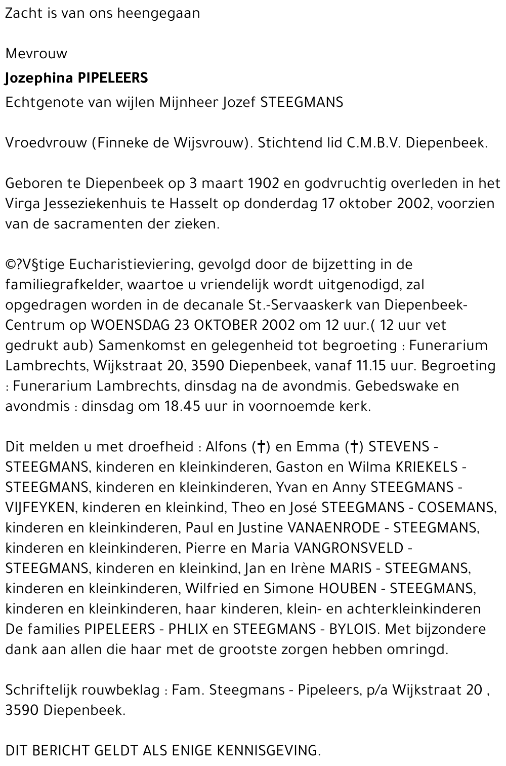 Jozephina PIPELEERS