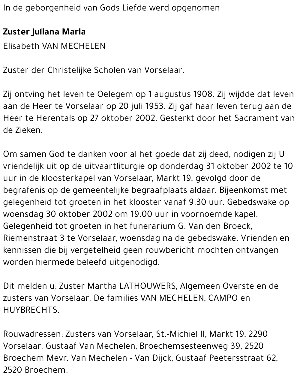 JULIANA MARIA (ELISABETH VAN MECHELEN)