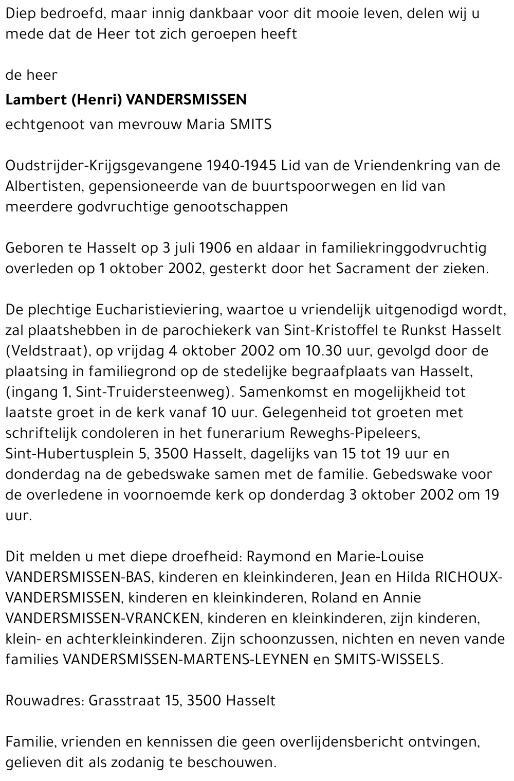 Lambert VANDERSMISSEN