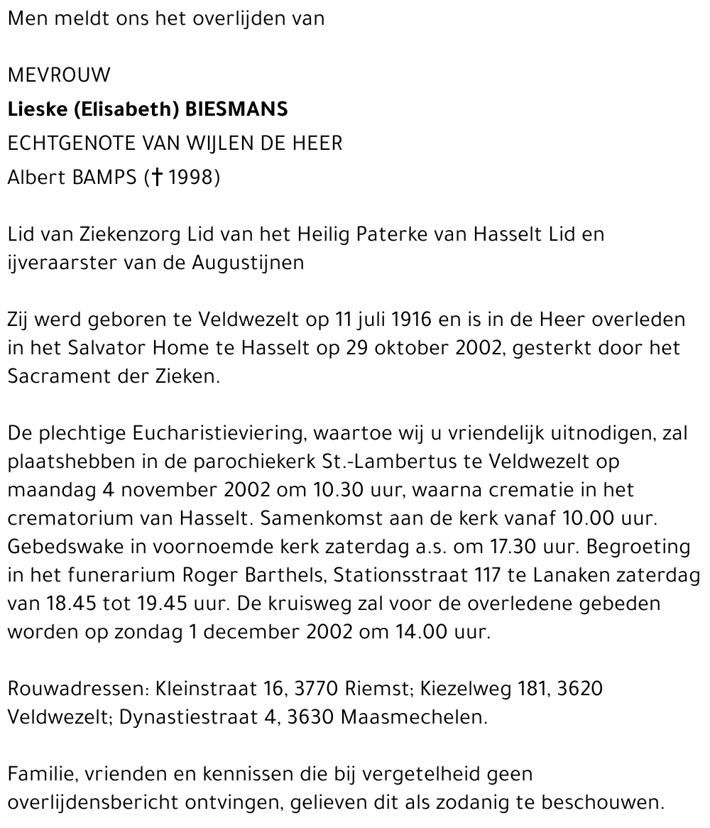 Lieske (Elisabeth) Biesmans