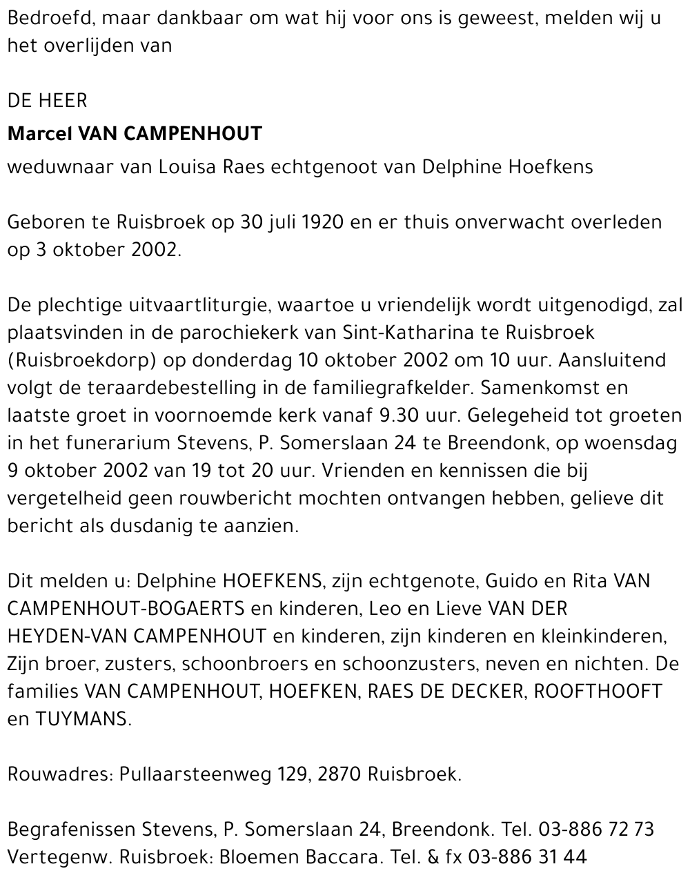 MARCEL VAN CAMPENHOUT