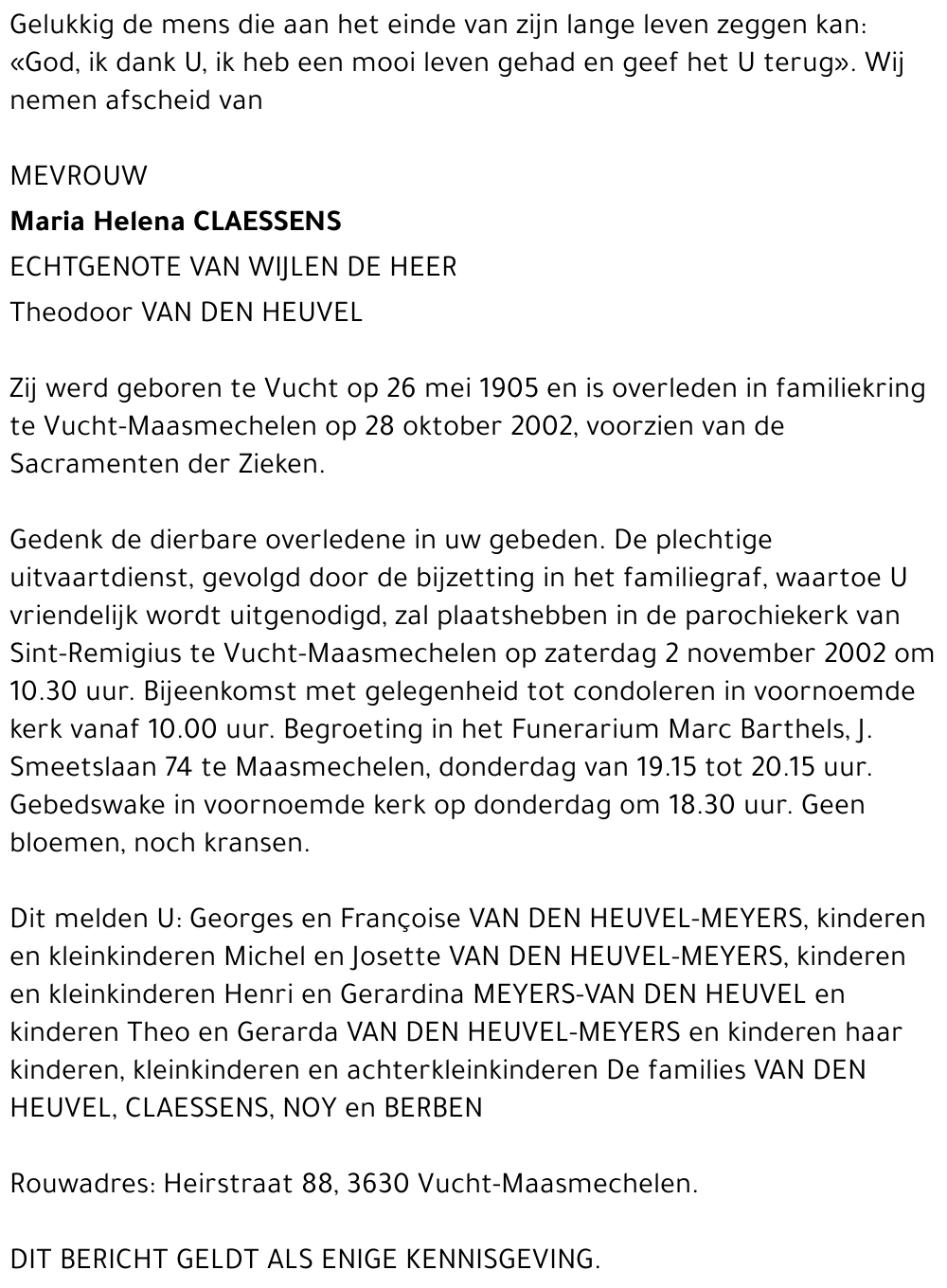 Maria Helena Claessens