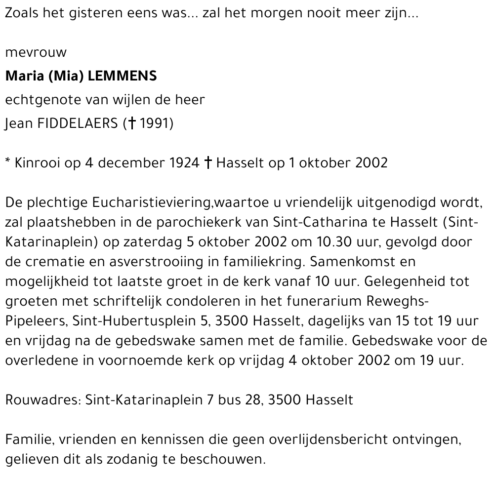 Maria (Mia) LEMMENS