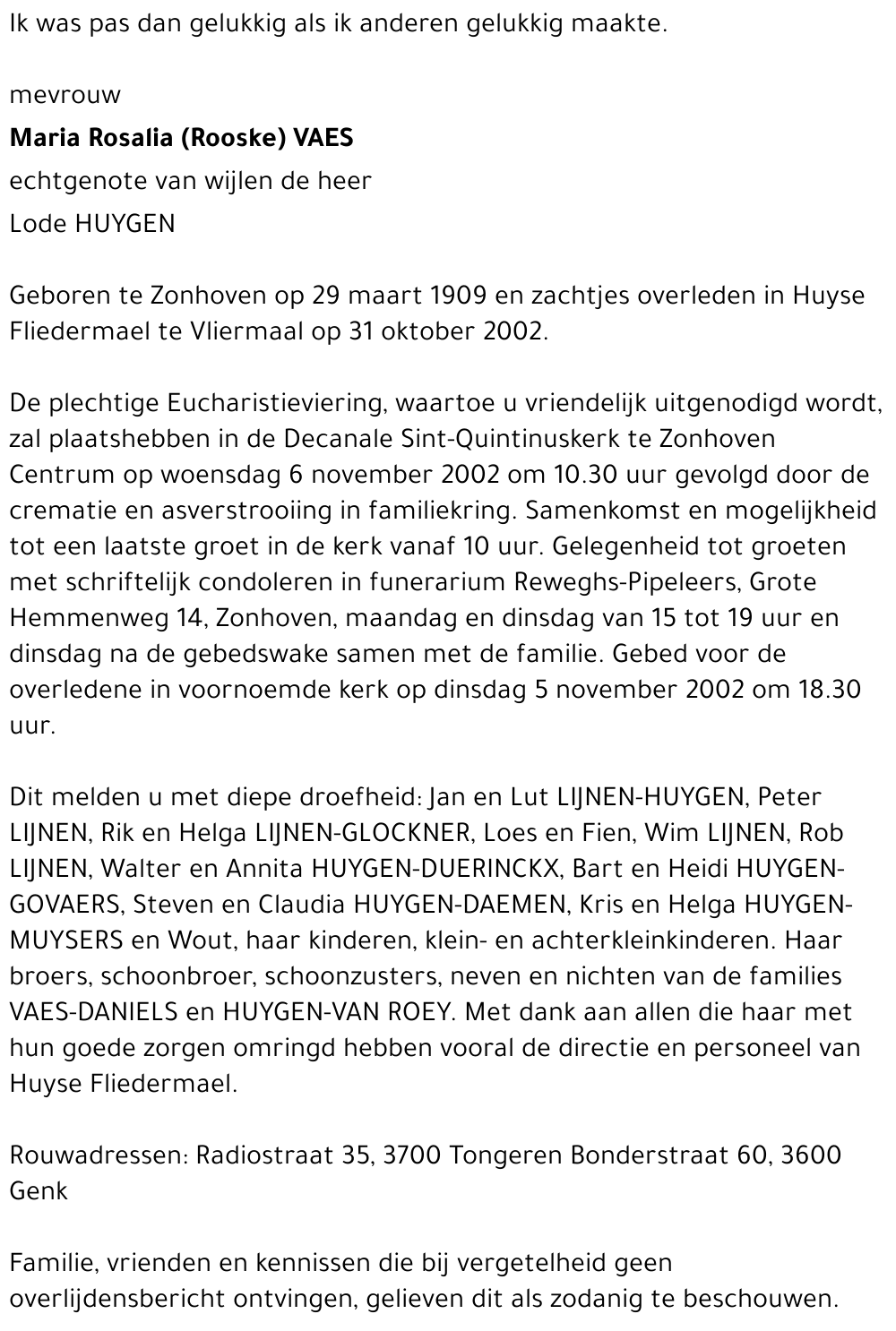 Maria Rosalia (Rooske) VAES