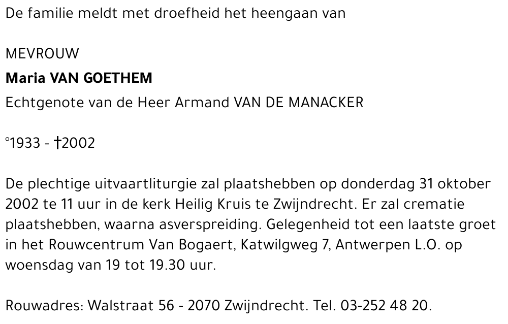 MARIA VAN GOETHEM