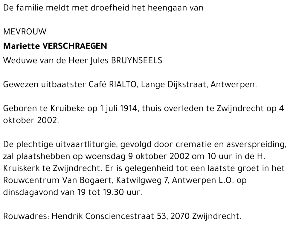 MARIETTE VERSCHRAEGEN