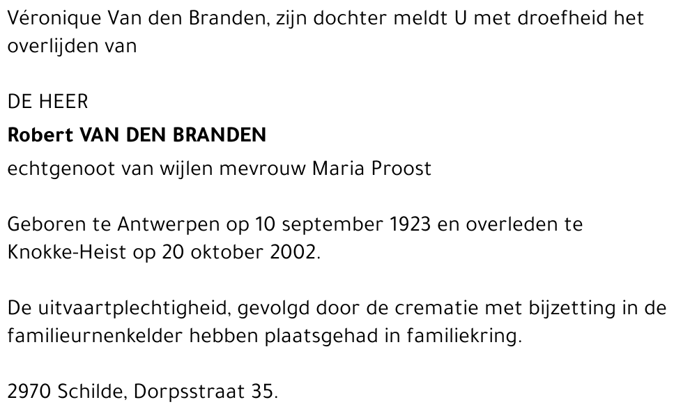 ROBERT VAN DEN BRANDEN