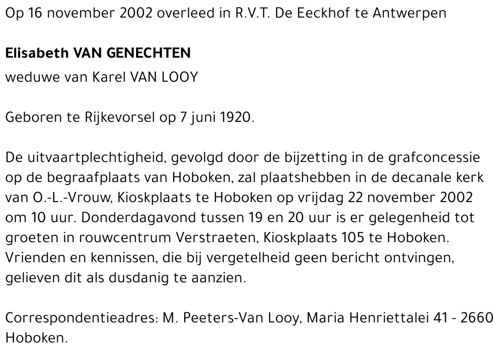 ELISABETH VAN GENECHTEN