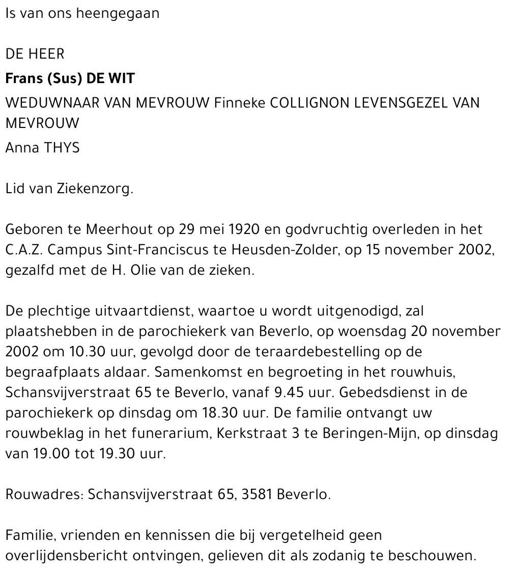Frans De Wit