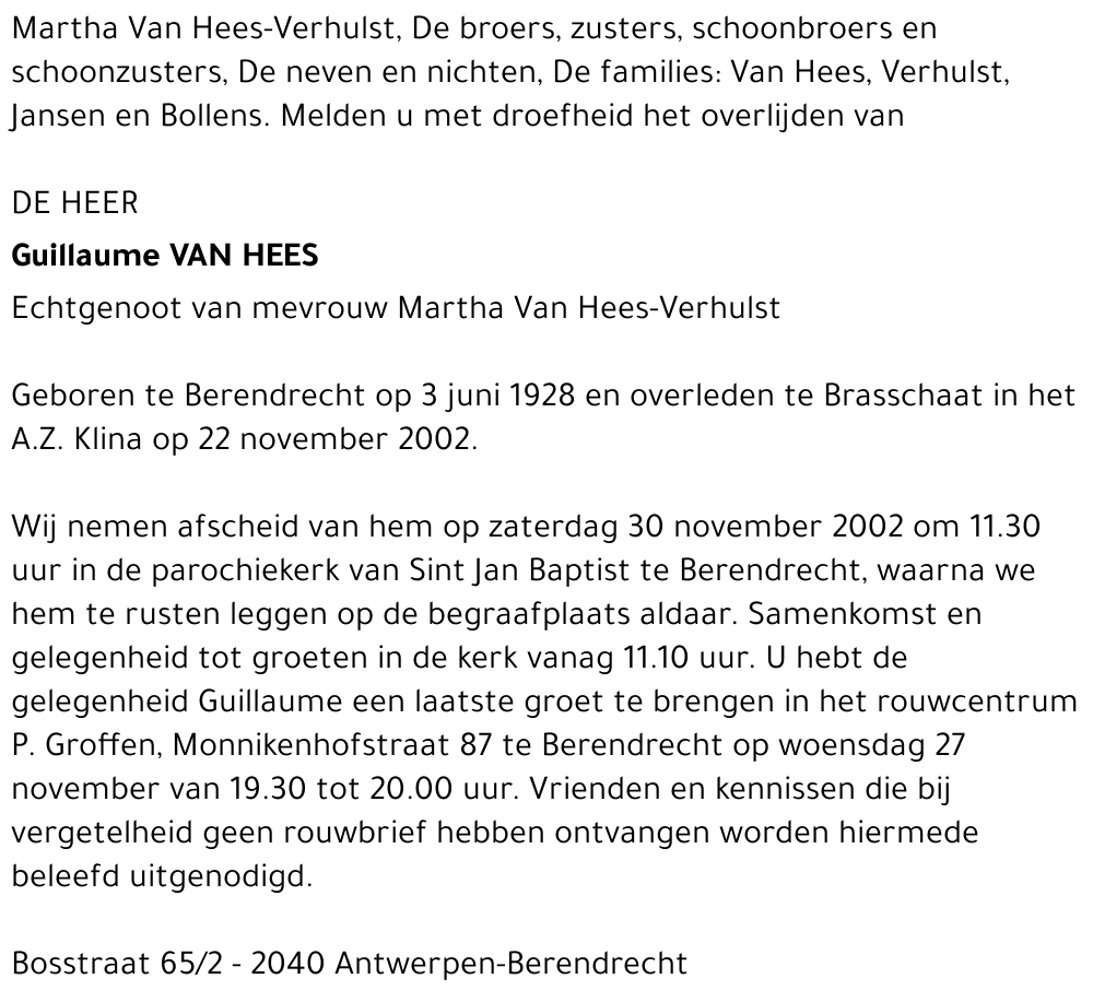 Guillaume VAN HEES