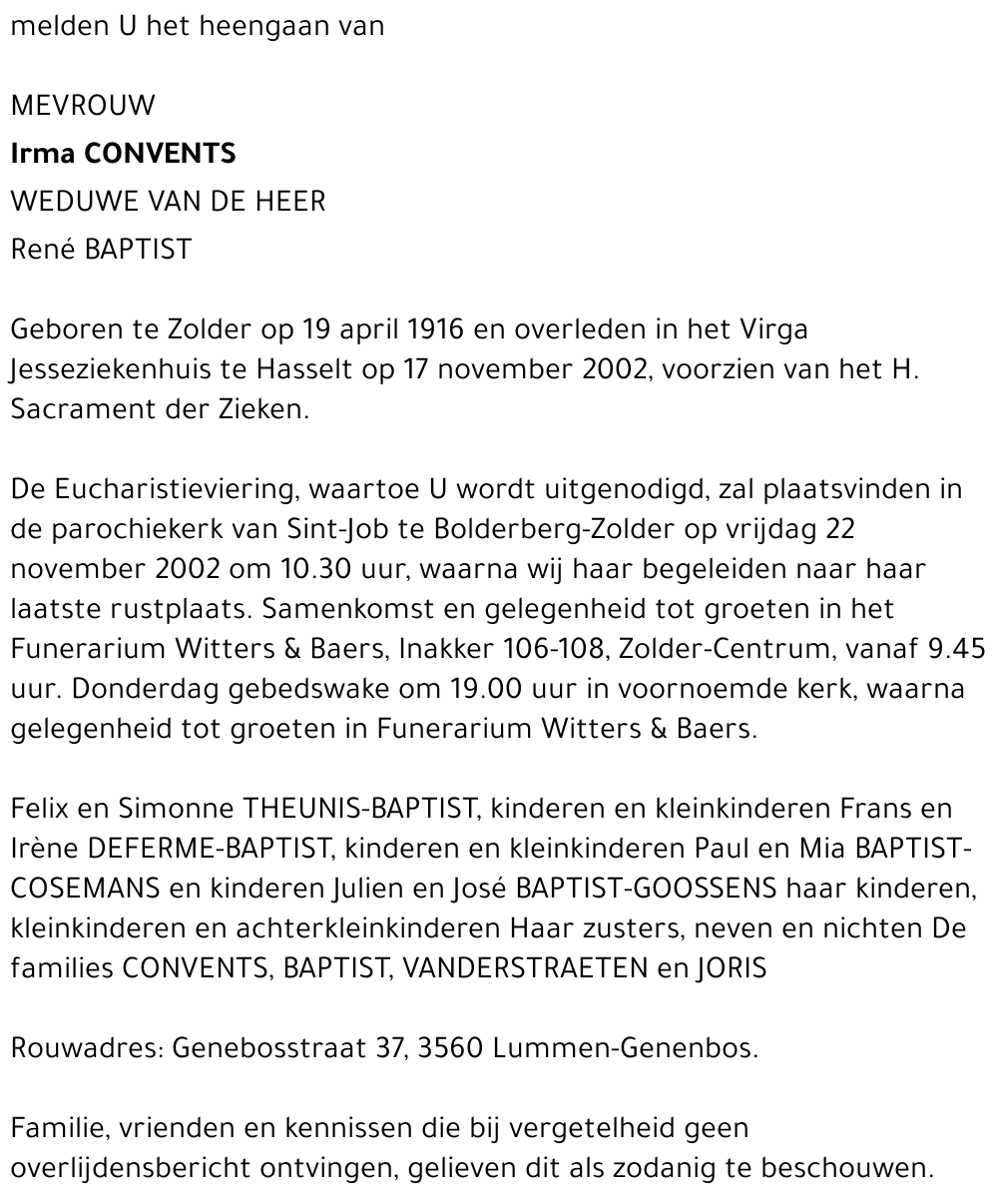 Irma Convents