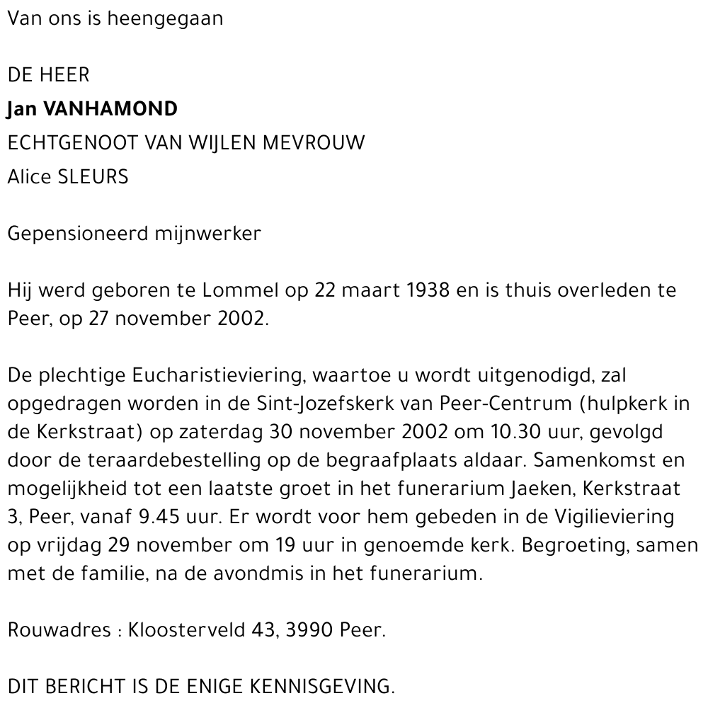 Jan Vanhamond
