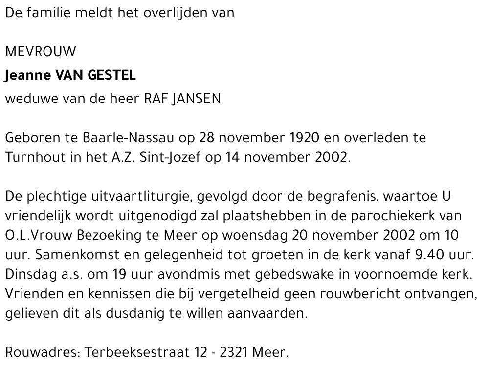 Jeanne van Gestel
