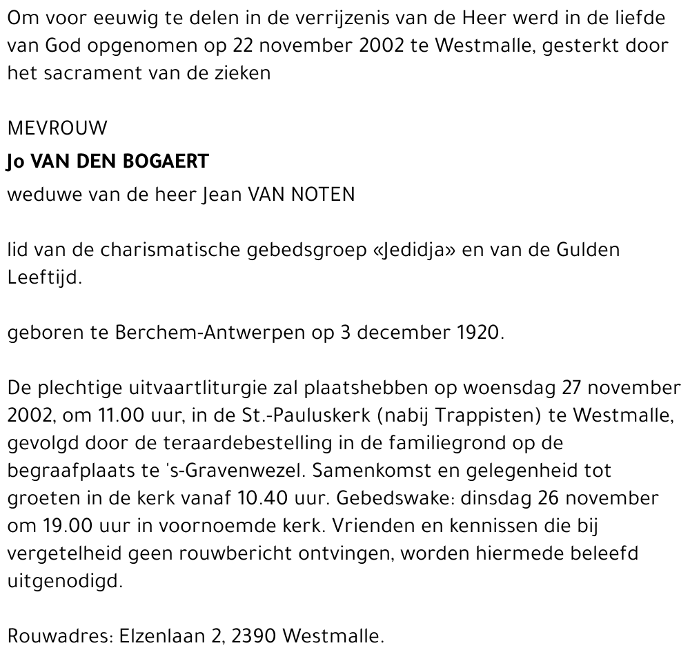 JO VAN DEN BOGAERT