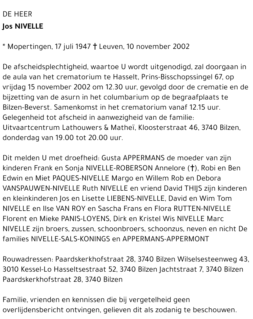 Jos Nivelle