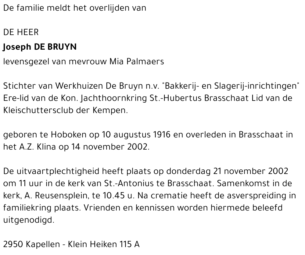 Joseph DE BRUYN