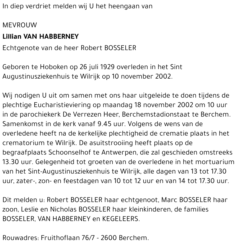 LILIAN VAN HEBBERNEY