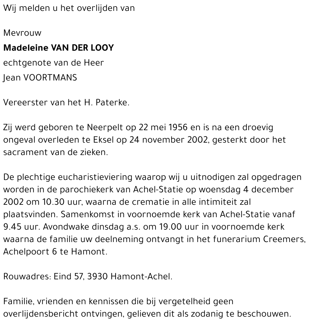 Madeleine Van der Looy