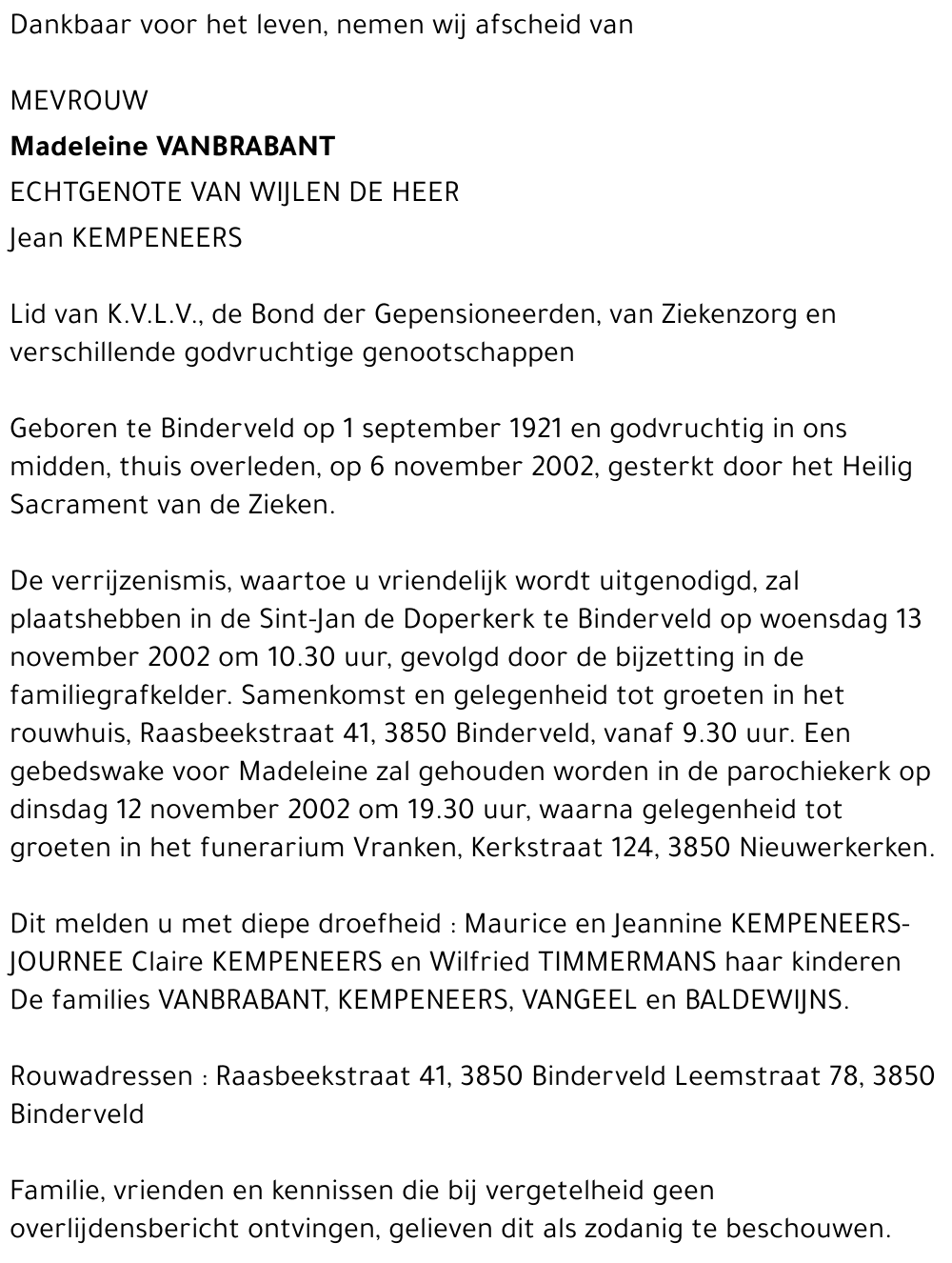 Madeleine Vanbrabant
