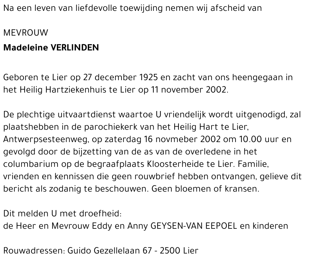 MADELEINE VERLINDEN