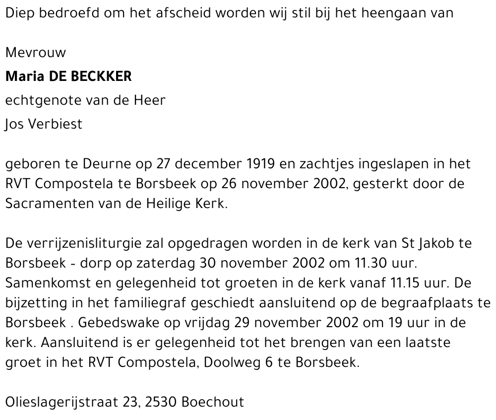 Maria De Beckker