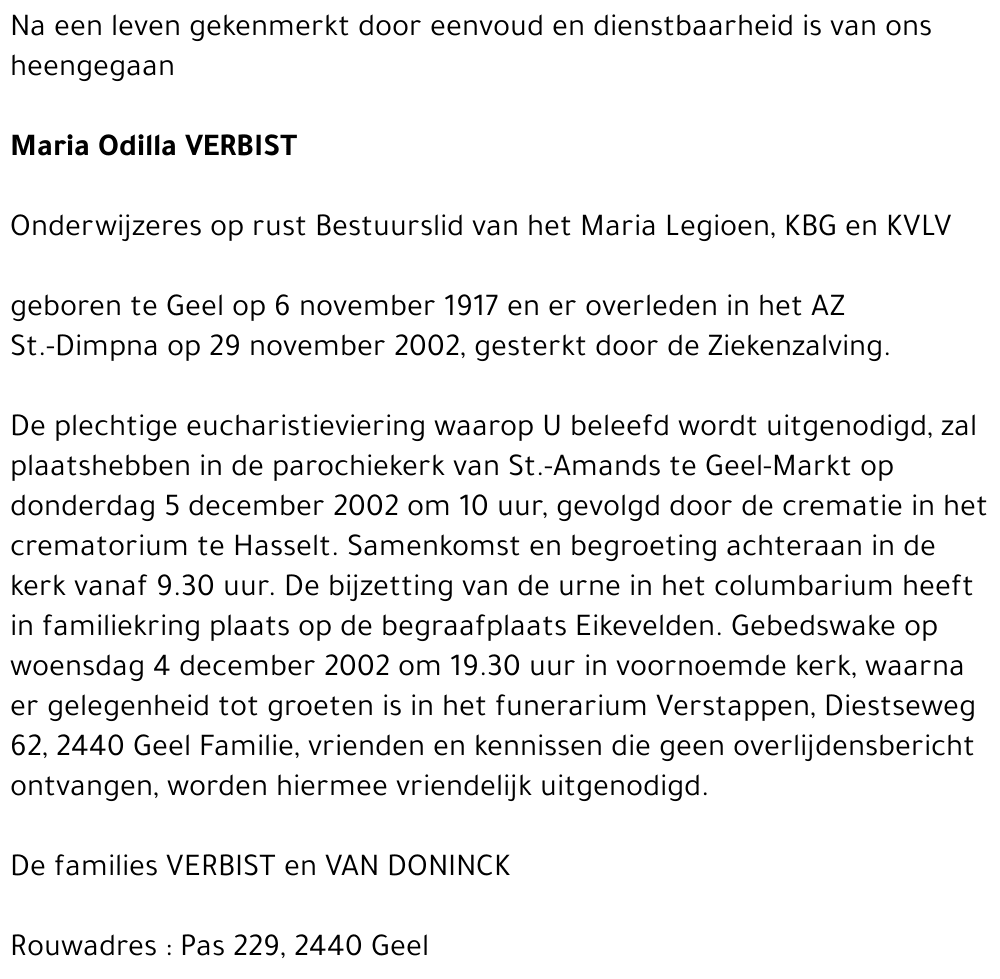 Maria Odilla Verbist