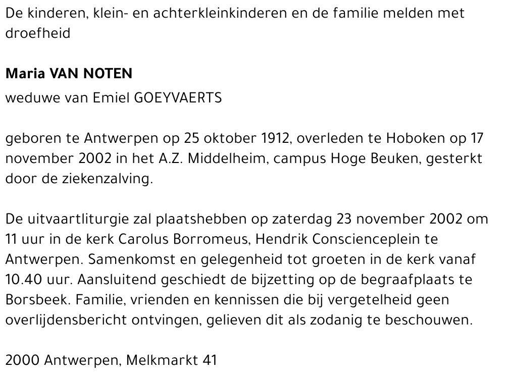 Maria VAN NOTEN