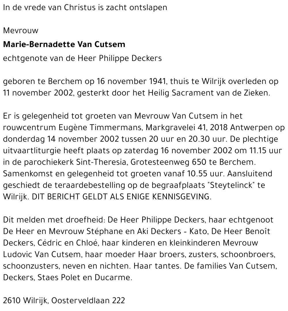 Marie-Bernadette Van Cutsem