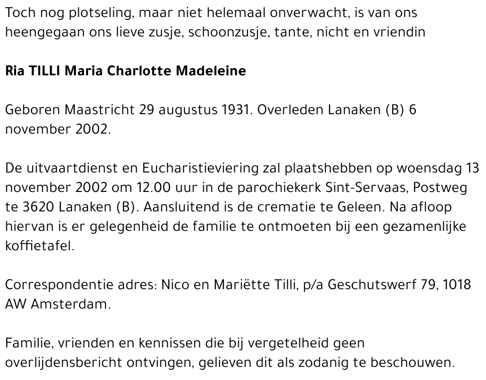 Ria Maria Charlotte Madeleine Tilli
