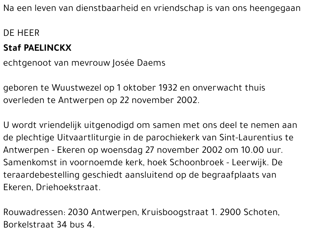 STAF PAELINCKX