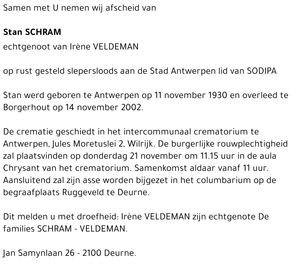 STAN SCHRAM