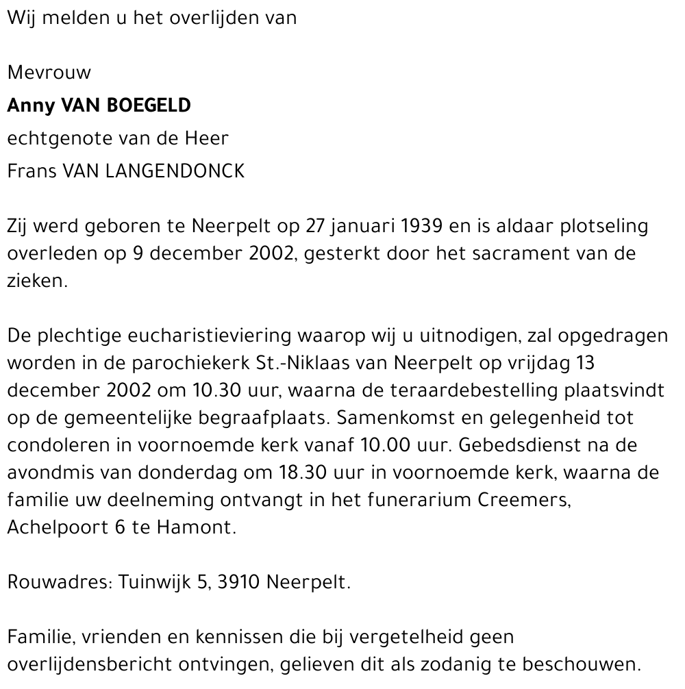 Anny Van Boegeld