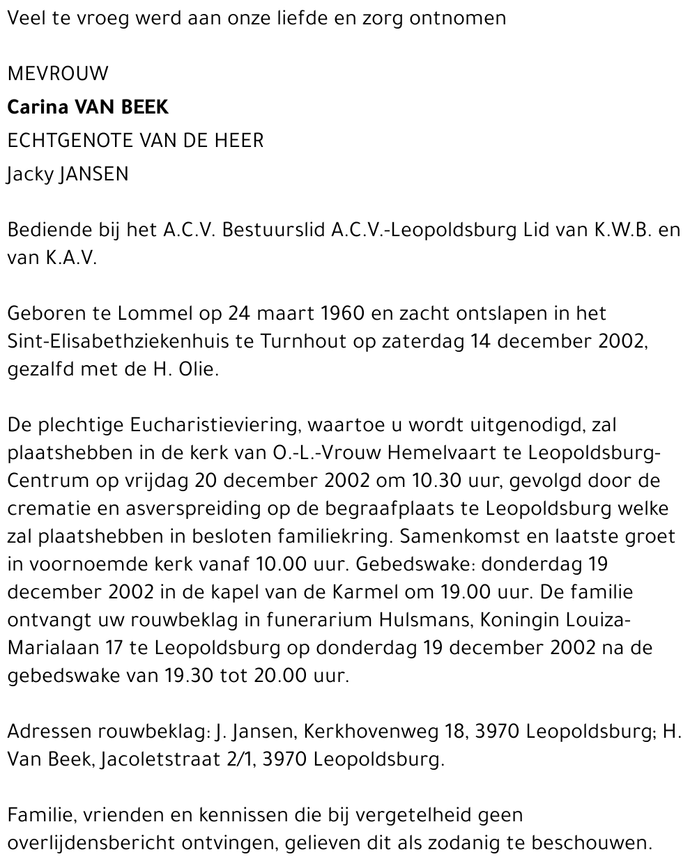 Carina Van Beek