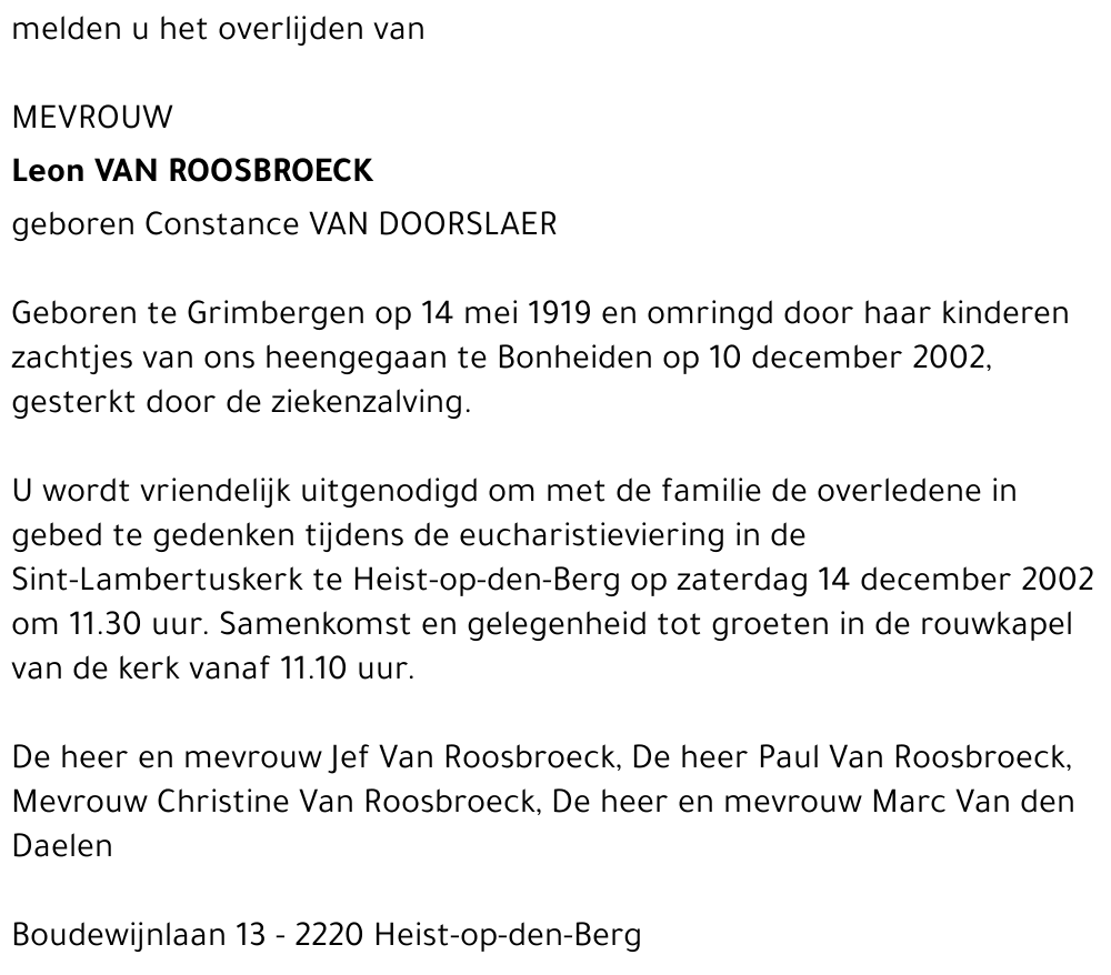 CONSTANCE VAN DOORSLAER