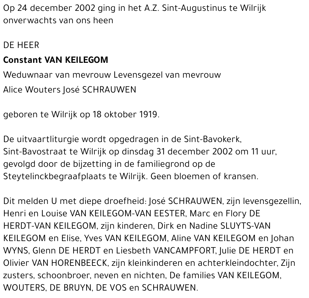 CONSTANT VAN KEILEGOM