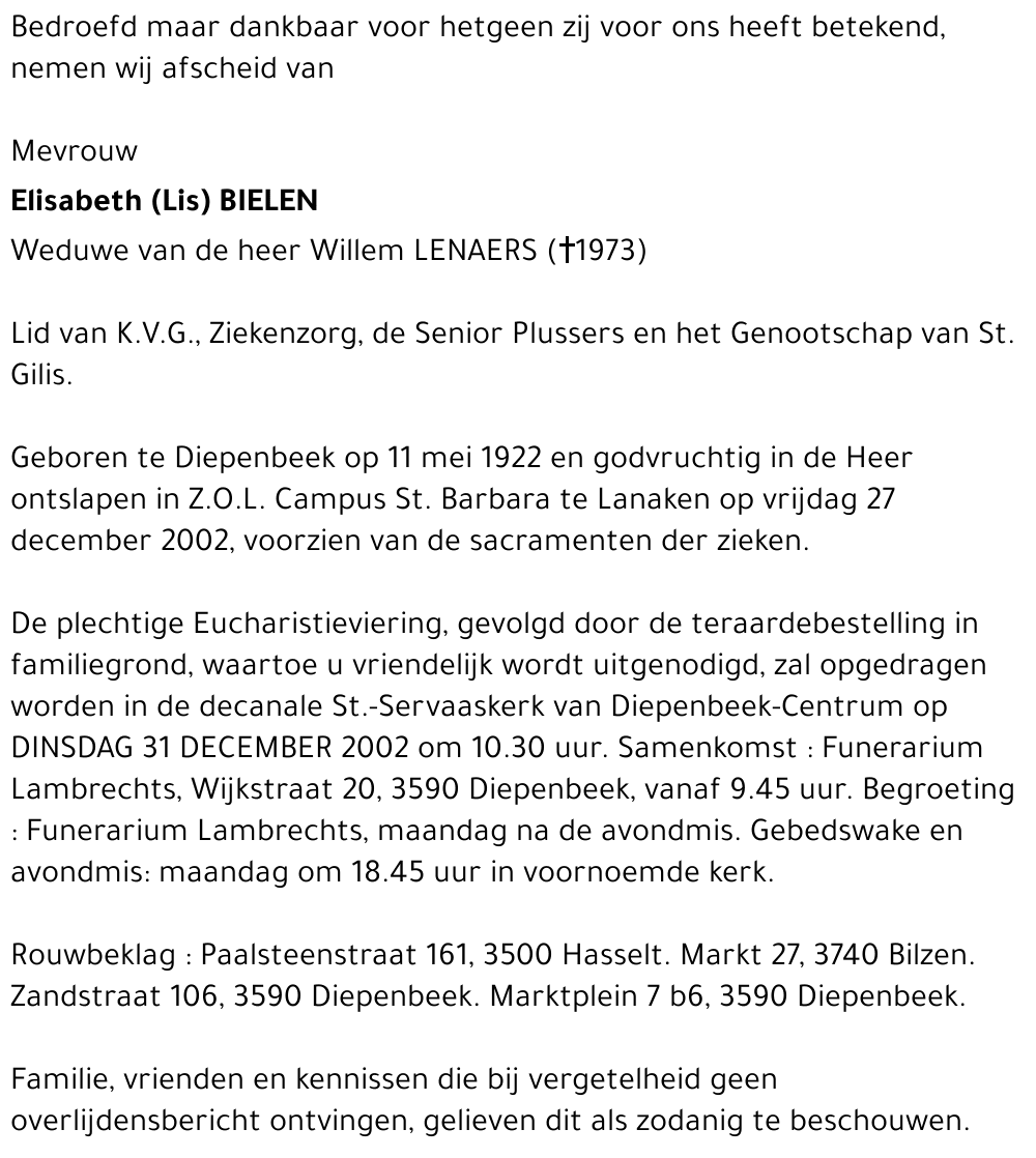 Elisabeth (Lis) Bielen